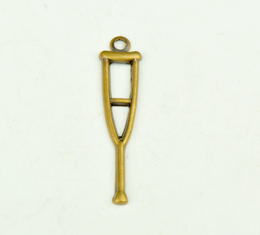 Crutch charm, brass plated, sold 6 each