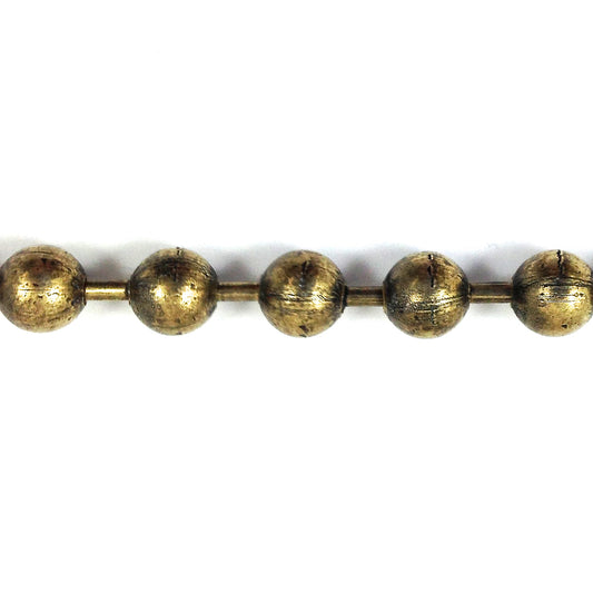 6mm Dog Tag Beaded Ball Chain, vintage gold bronze, 10 foot roll