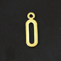 15x6mm O Letter Charm, Vintage Brass Metal Stamping, pk/6