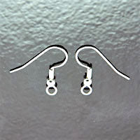Ear Wires Fish Hooks, Silver w/Ball, Surgical Steel, pack of 12