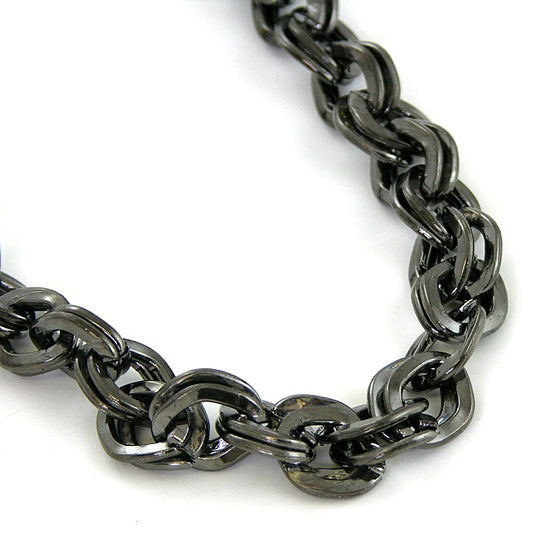 14mm Oval Double Link Chain Gun Metal, 10Ft Roll