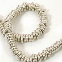 2x8mm Classic Silver Donut Beads, 12in strand
