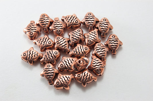15x13x7mm Antiqued Classic Silver Fish Beads, 12in strand