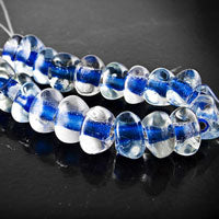 9x6mm Blue-n-Clear Tri Sided Glass Beads, 7 inch strand