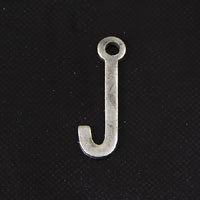 15mm J Letter Charm, Vintage Silver, 6 pack