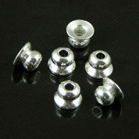 Bead End Caps For 4mm-n-6mm Beads, Silver, pkg/24