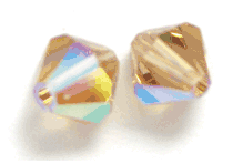 Swarovski Crystal 6mm Bicone Beads , Light Color Topaz AB, pk/12