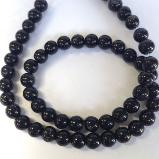 6mm Italian Black Onyx Beads, lucite, 12" strand
