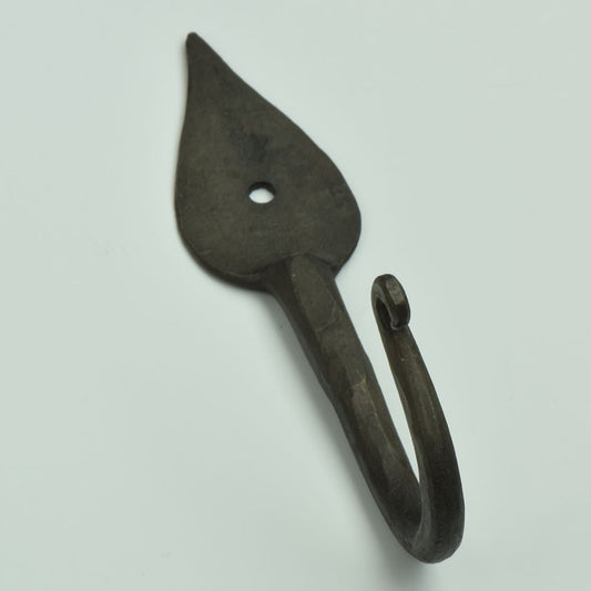 Hand forged Hook , leaf design, 3.5 Inches, total , steel , ea