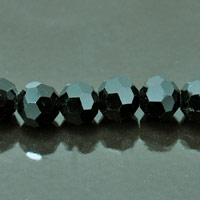 8mm Round Faceted Fire-n-Ice Jet Crystal 16" Strand