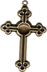 37x58mm Classic Silver Finish Cross with Ring, pk/6