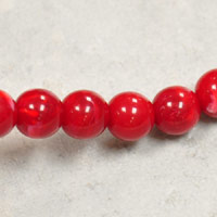8mm Vintage Italian Red Coral Lucite Beads, 12" strand