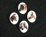 18x13mm Equestrian Horses Cameo Cabochons, 4 Piece Set