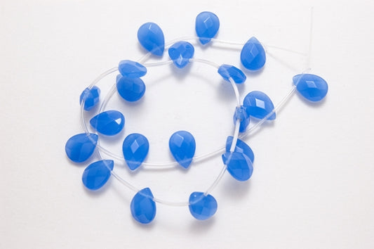 18mm Teardrop Faceted Blue Beads, 14" strand