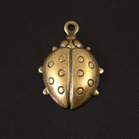 13x18mm Vintage Brass Finish Ladybug Charm, pk/6