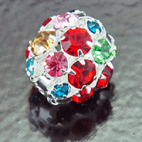 16mm Silver Swarovski Rhinestone Bead Pendant, 3-6mm Crystal-Assorted Colors, pk/2