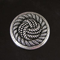 38mm Round Knotted Rope Flat Back Cabochon, Classic Silver, pack of 6