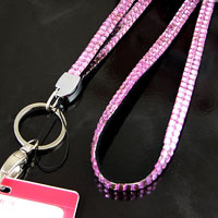 30in Pink Crystal Rhinestone Name Badge Holder/Lanyard