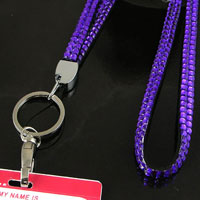 30in Purple Crystal Rhinestone Name Badge Holder/Lanyard
