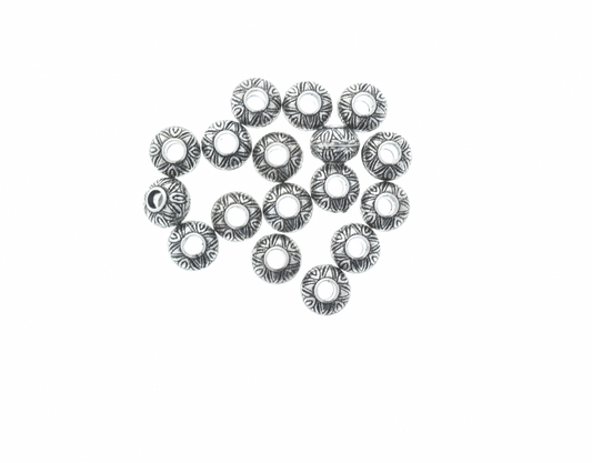 11mm Round Aztec, Antiqued Classic Silver Beads, 3.5mm hole, 12in strand