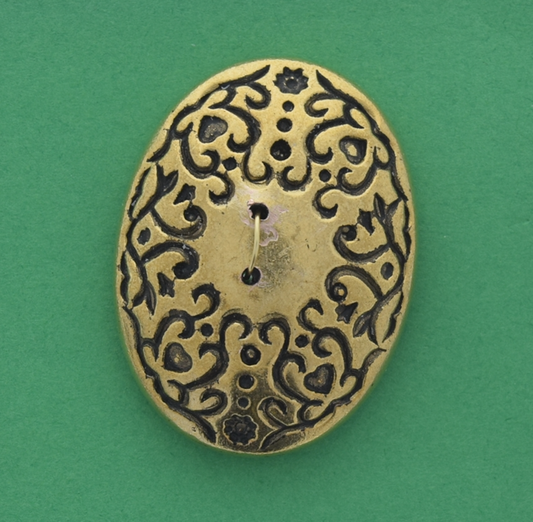 button 41x31mm Baroque Oval Flatback, gold plated  ea