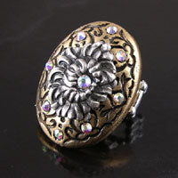 31x41mm Victorian Flower Vintage Gold Oval Ring