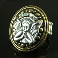 1.2" Guardian Angel Vintage Gold & Silver Comfort Ring