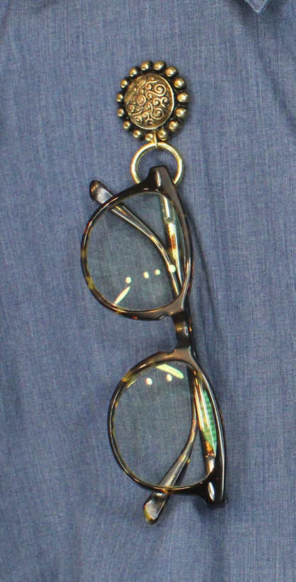 33mm Antique Scroll Eyeglass Holder, Antique Silver or Antique Gold, made in USA, each