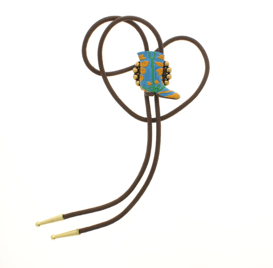 38mm x 43mm Painted Desert Cowboy Boot Bolo Tie, made in USA, each