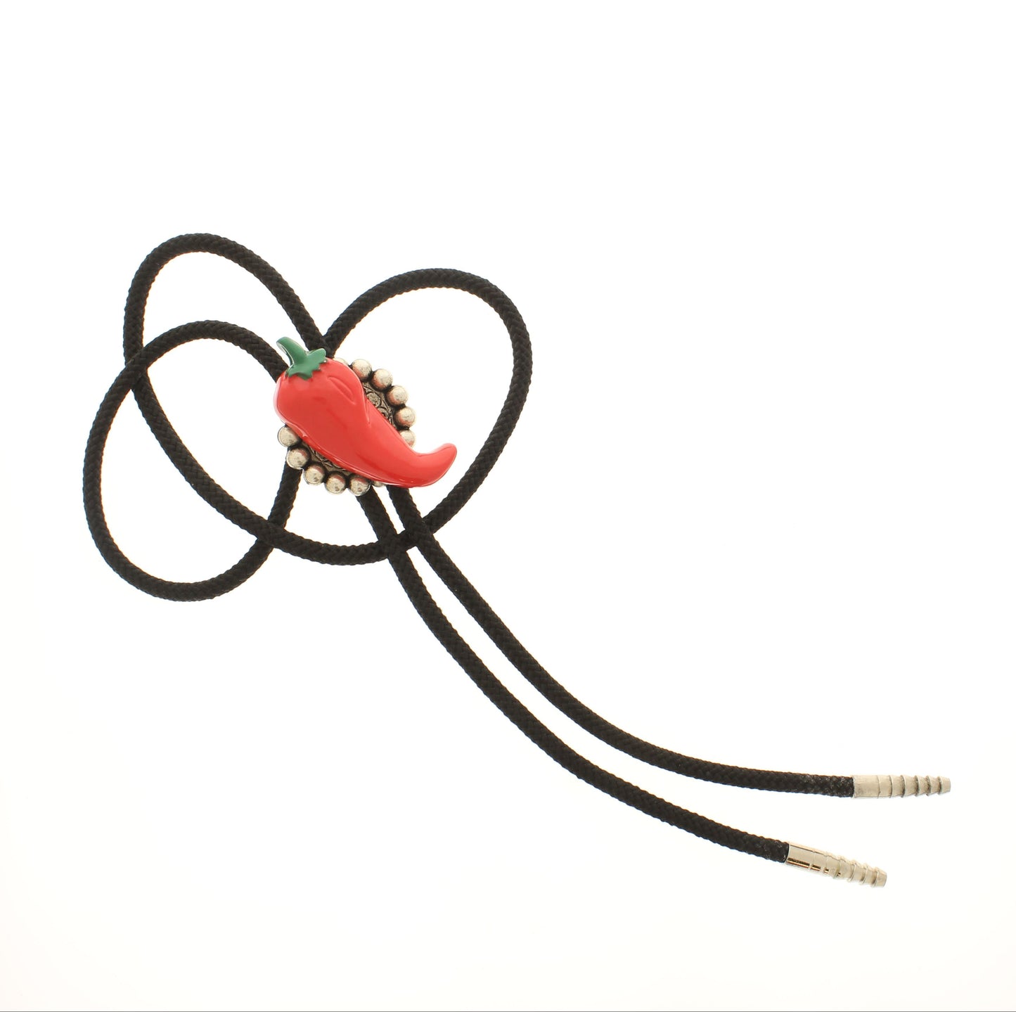 52mm x 34mm Red Hot Chili Pepper Bolo Tie, classic silver or antique gold, made in USA, each