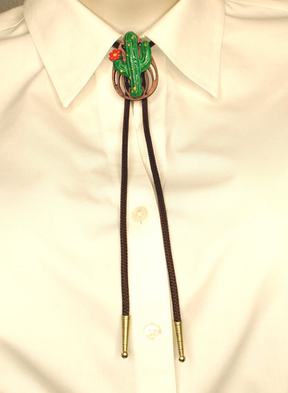53mm x 34mm Desert Bloom Cactus Bolo Tie, made in USA, each