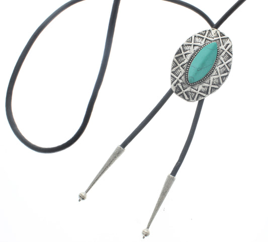 Turquoise Navajo Style Bolo Tie, Black, Brown Cord, each