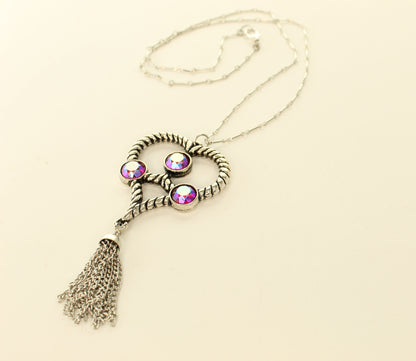 57mm x 47mm Radiant Heart Tassel Necklace, made in USA, each