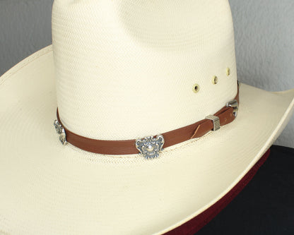 Silver Concho Classic Hatband, Adjustable, made in USA, each
