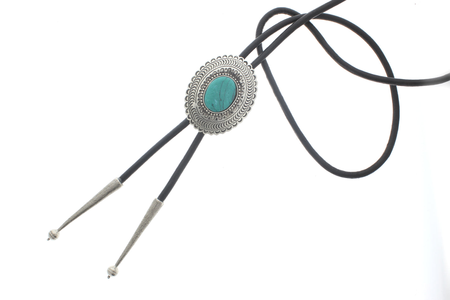 Turquoise Western Bolo Tie, Black, Brown Cord, each