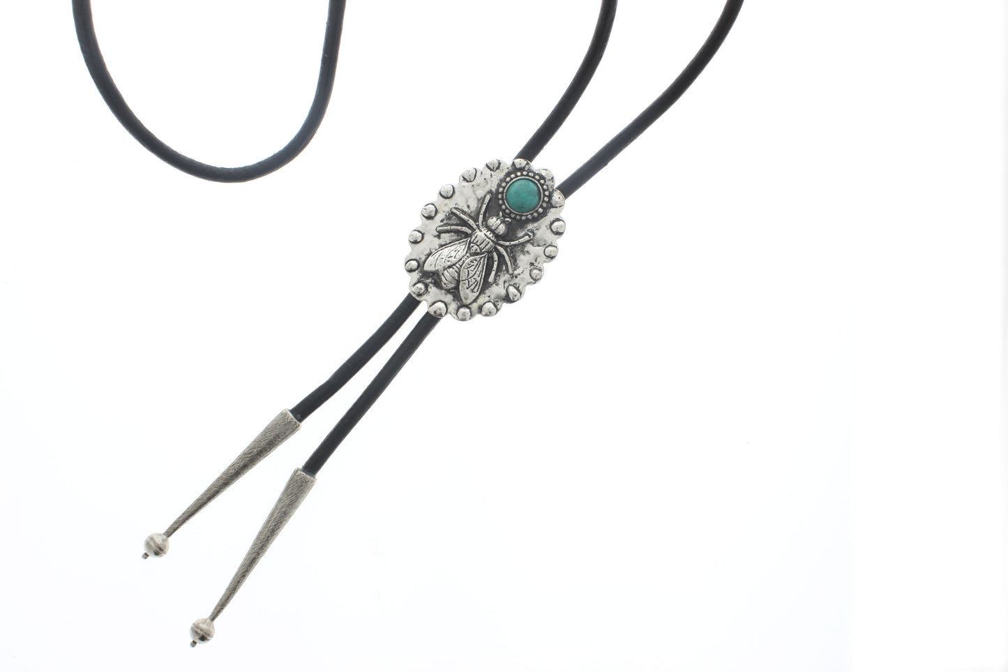 Bee Turquoise Bolo Tie, Black, Brown Cord, each