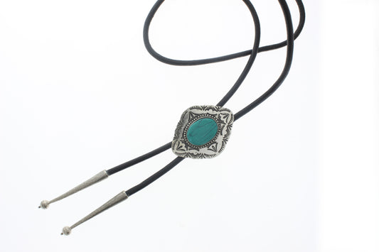 Navajo Turquoise Bolo Tie, Black, Brown Cord, each