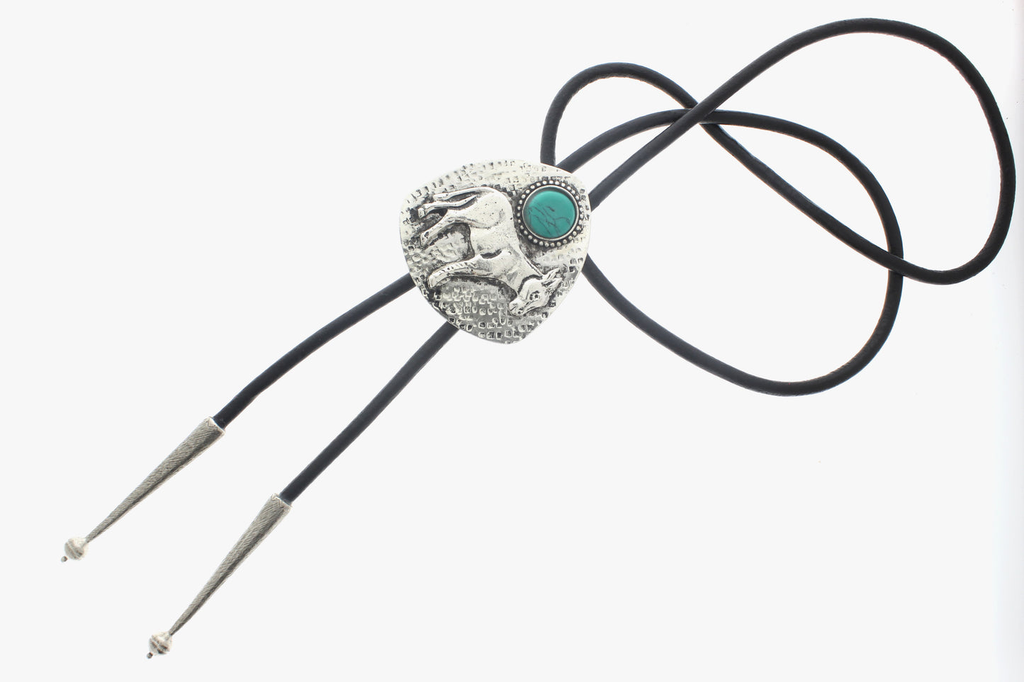 Silver Donkey Bolo Tie, Black, Brown Cord, each