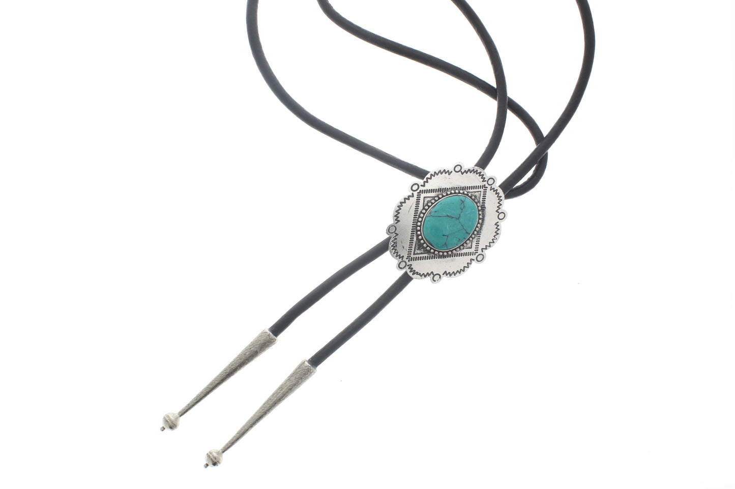 Southwestern Turquoise Bolo Tie, Black or Brown Cord, each