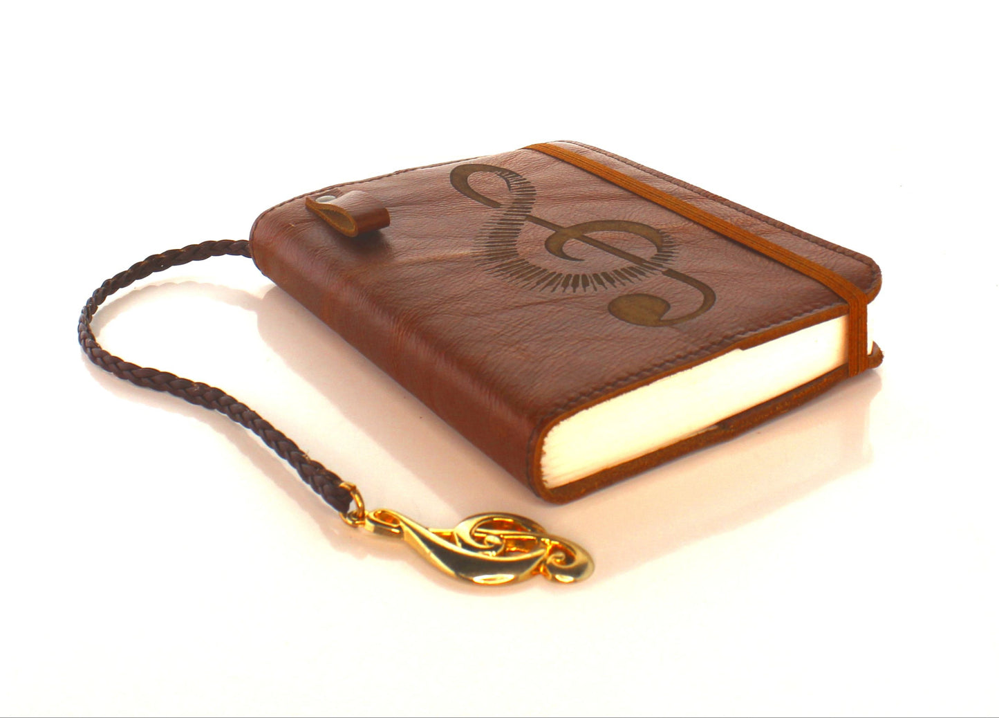 Treble Clef Leather Journal with Charm, made in USA, each