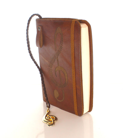 Treble Clef Leather Journal with Charm, made in USA, each