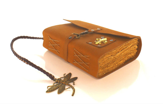 Leather Suede Journal with Dragonfly Charm, made in USA, each