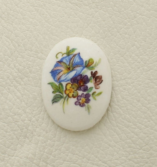 40mm x 30mm Blue Floral Spray Cabochon, Pack of 3