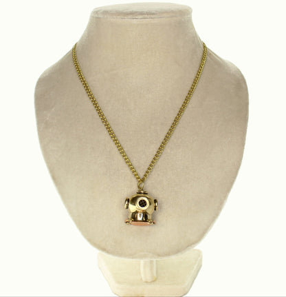 24" Vintage Captain Nemo Diver Helmet Steampunk Pendant Necklace, vintage bronze, P4417AG