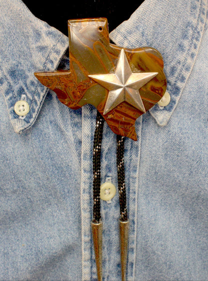 72mm x 73mm Lone Star Texas Bolo Tie, 36' cord, made in USA, each