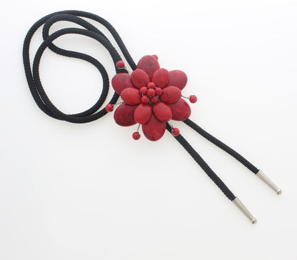 64mm x 64mm Desert Bloom Bolo Ties, Red, White Blue Turquoise, made in USA, each