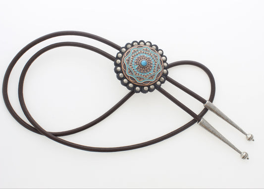 49mm x 49mm Copper Sage Bolo Tie, 36' cord, made in USA, each