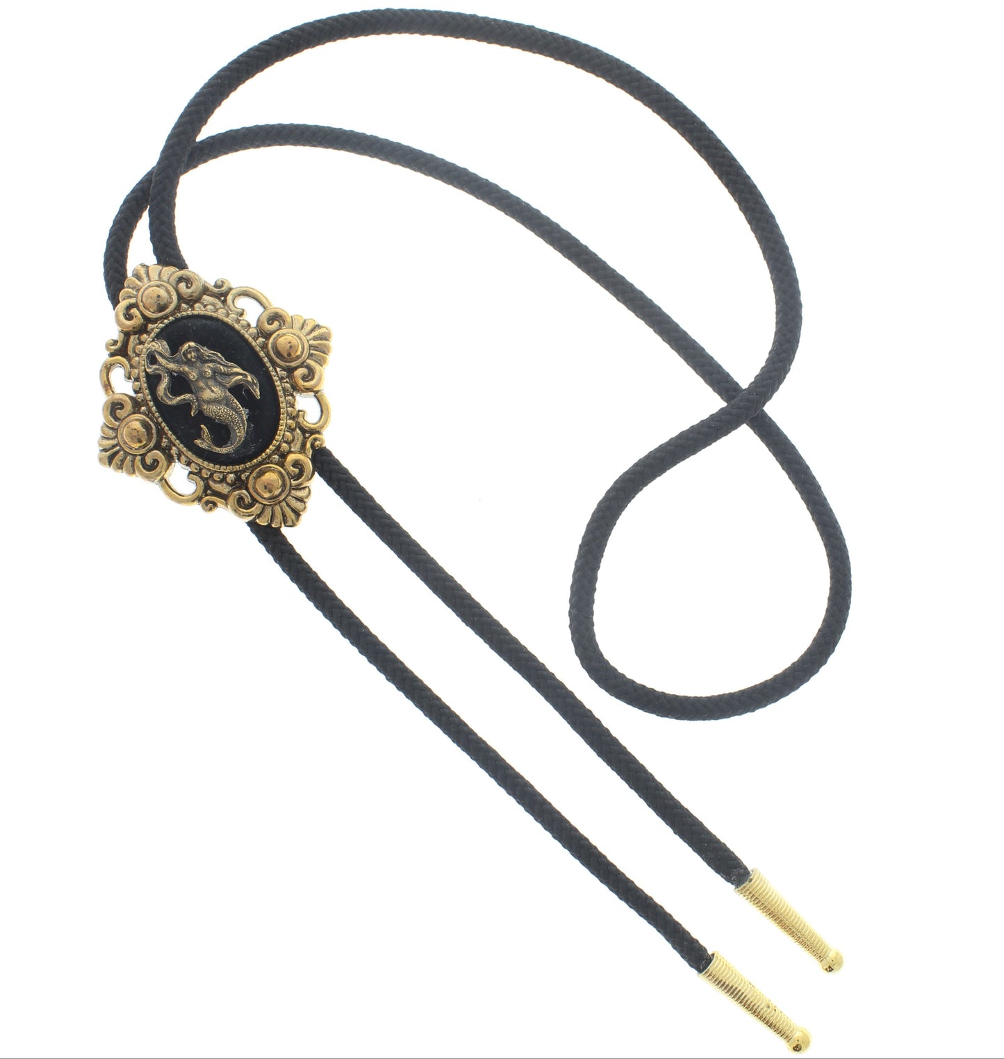 Golden Siren Bolo Tie – Mermaid Emblem in Ornate Frame, Made in USA, 50.8mm x 59.3mm