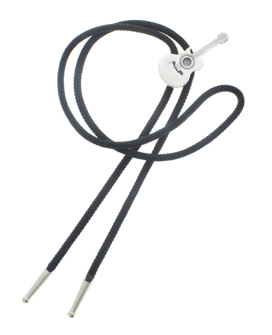 Steel Strings Bolo Tie – Engraved Guitar Emblem, Made in USA, 24.1mm x 56.3mm