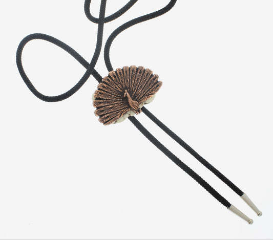 Peaock Bolo tie, copper   BOLO TIE, 36: cord, made in USA